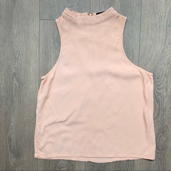 Revolve MINK PINK Women’s Mock Neck Tank Top Blouse Crepe Half Zip Pink Size M - Picture 6 of 15